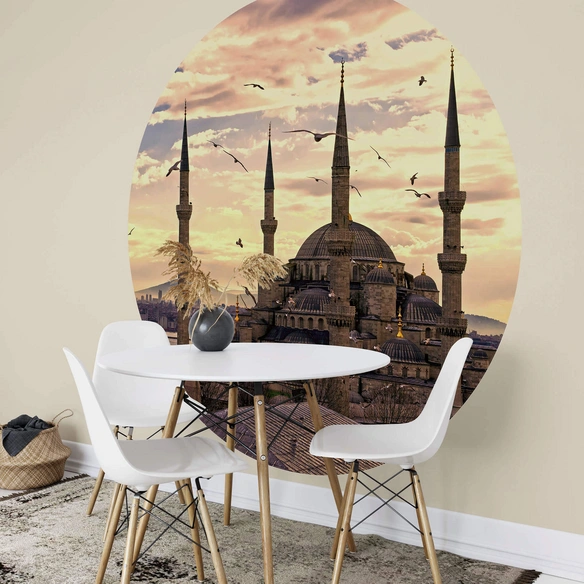 Vliestapete »Runde Vliestapete«, Sultan Ahmed Blaue Moschee, mehrfarbig, matt