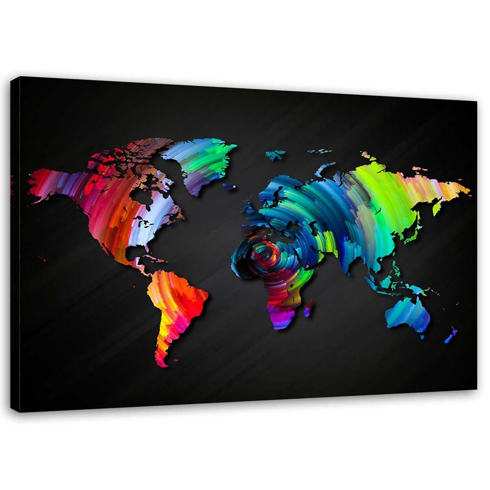 Feeby Obraz na płótnie Kolorowa mapa świata 60x40