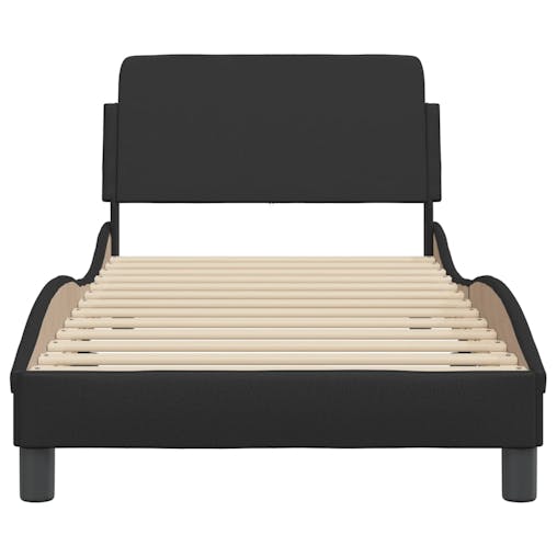 NNEVL Bed Frame with Headboard Black 90x190 cm Faux Leather