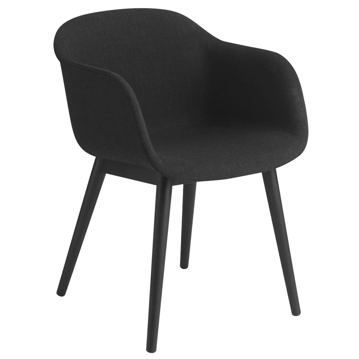 Muuto - Fiber Chair Wood Base, schwarz / Remix 183