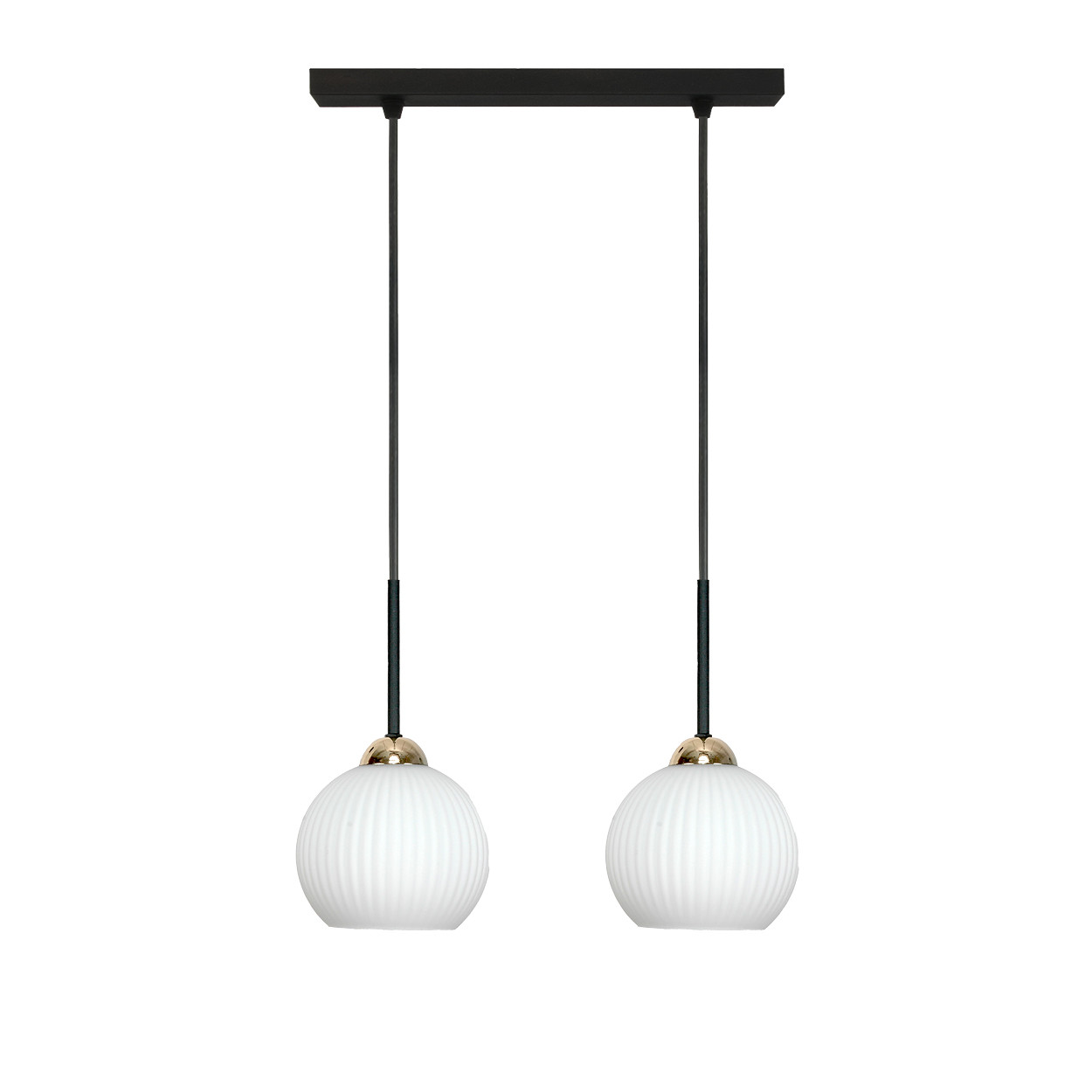 Lampa wisząca listwa EDYLIT czarna złota białe kule LED 2xE27 FIONA 14-998