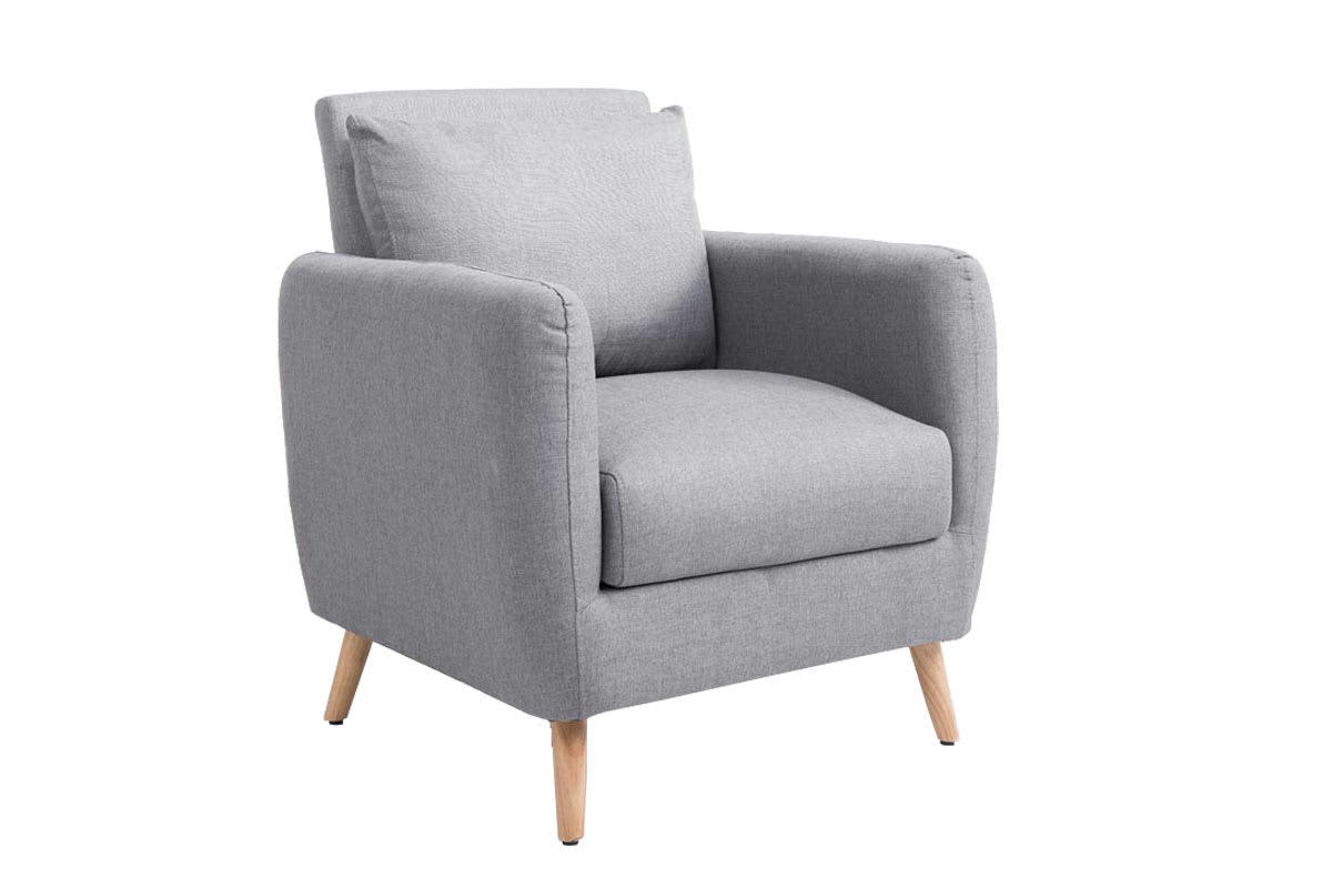 TILGRAD - Fauteuil avec pieds en bois et accoudoirs en tissu Gris