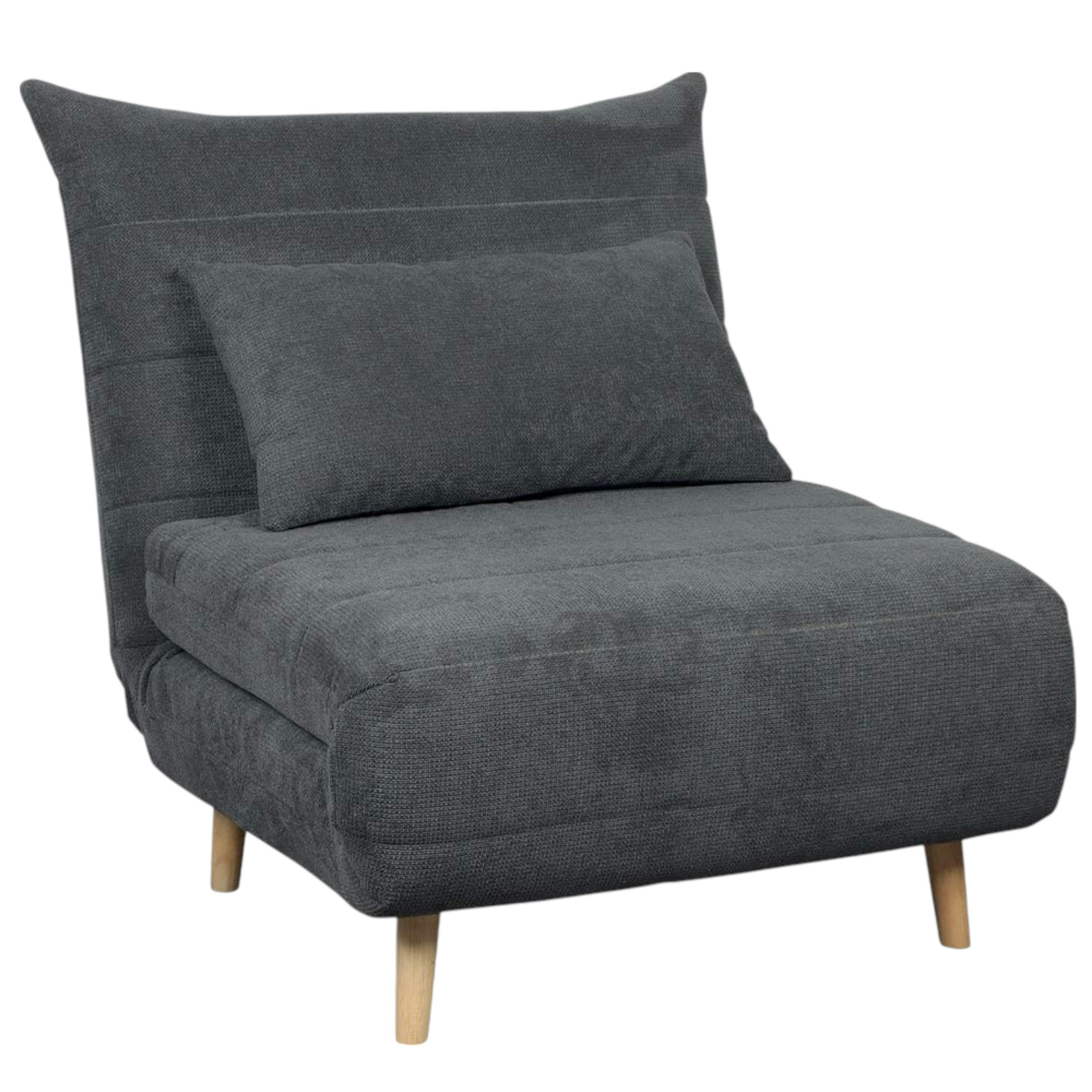 Fauteuil convertible 1 place gris - coussin inclus PALAU