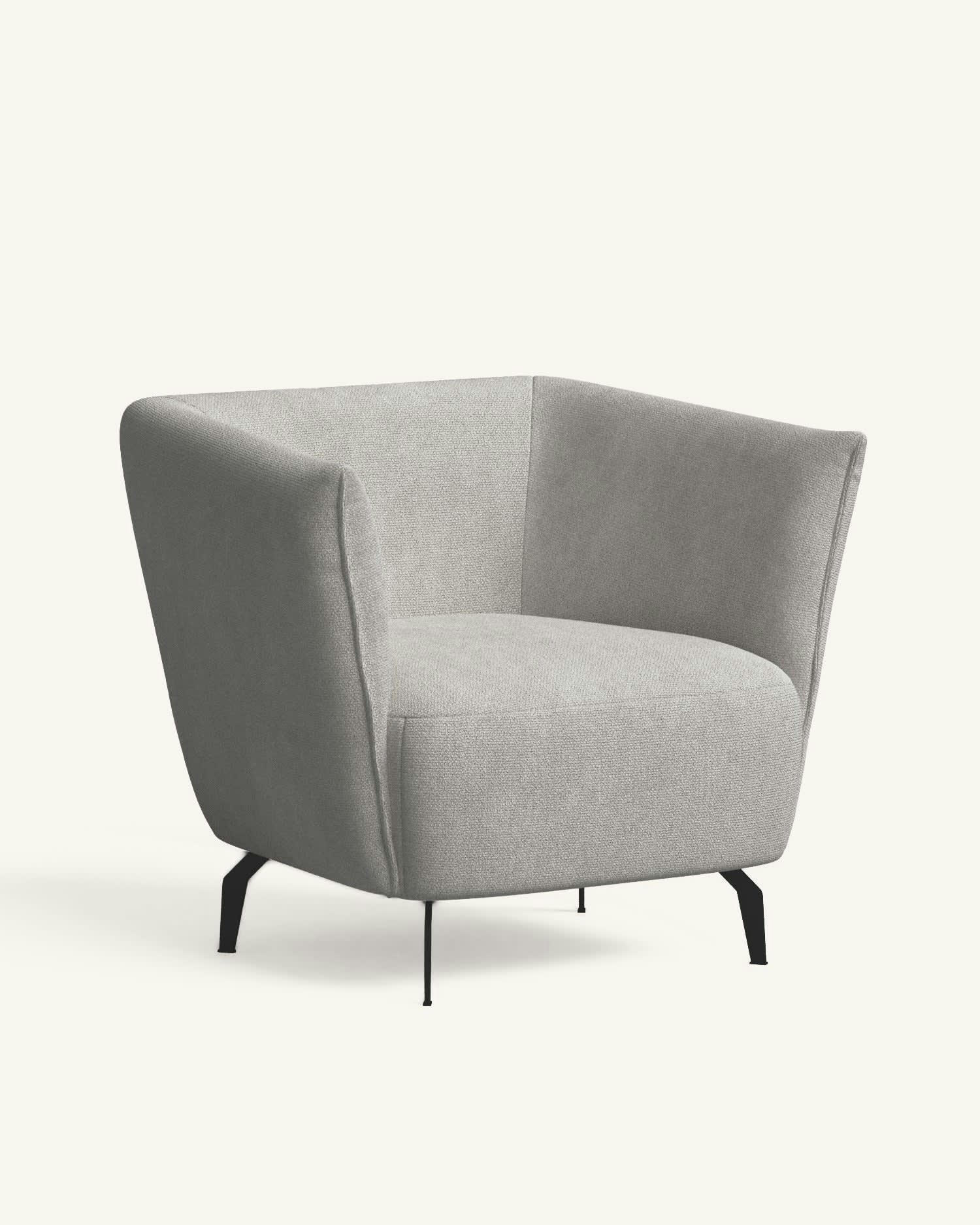 LEZA - Fauteuil avec tissu fabriqué à la main en couleur gris