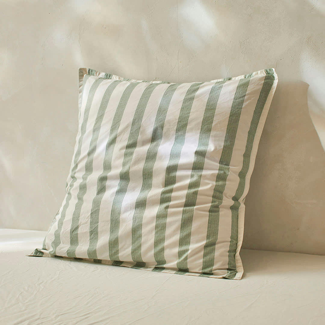 FA BENGALE - 2 Taies d'oreiller en percale de coton organic 50x50+2,5 cm vert clair