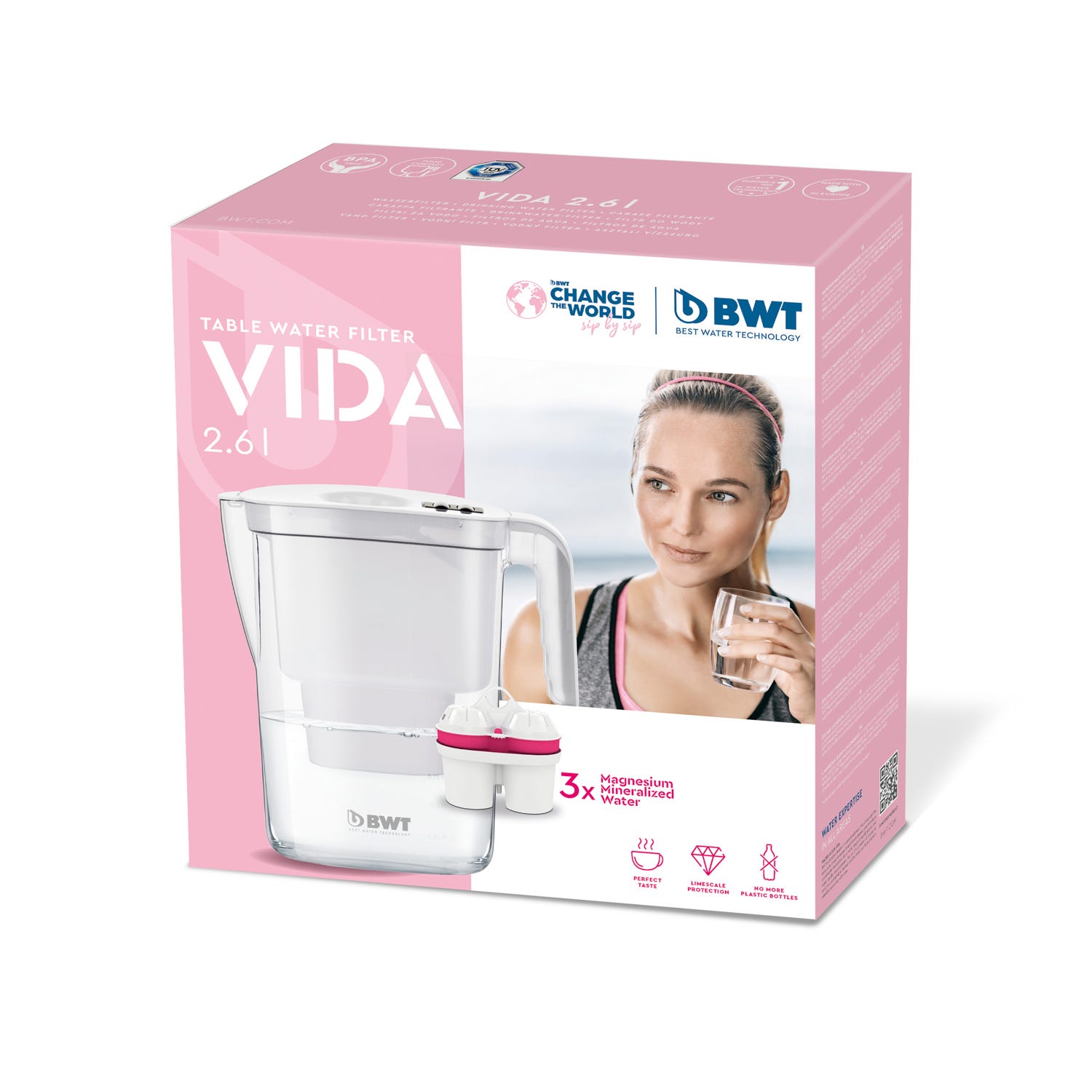 Caraffa filtrante Vida BWT con set 3 filtri