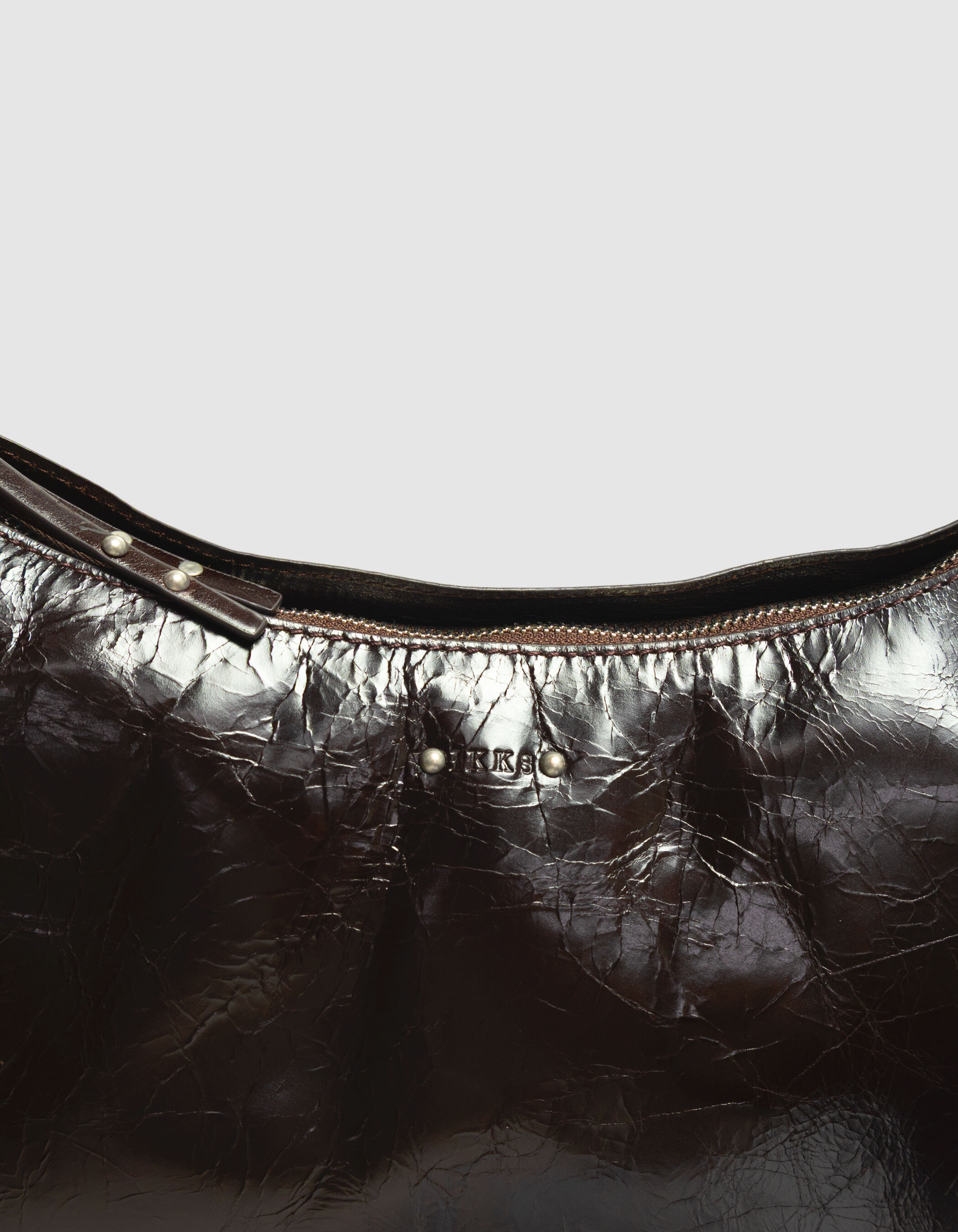 Sac demi-lune marron cuir glacé Allane Femme