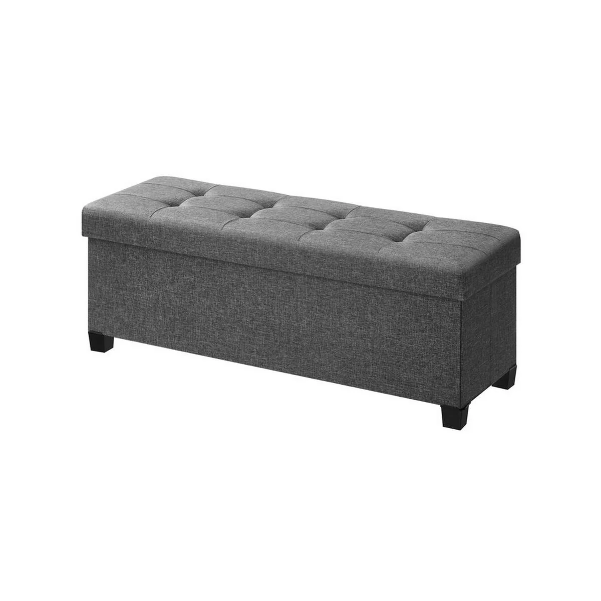 Digi 43 Inch Folding Storage Ottoman, Removable Lid, Gray Poly Linen