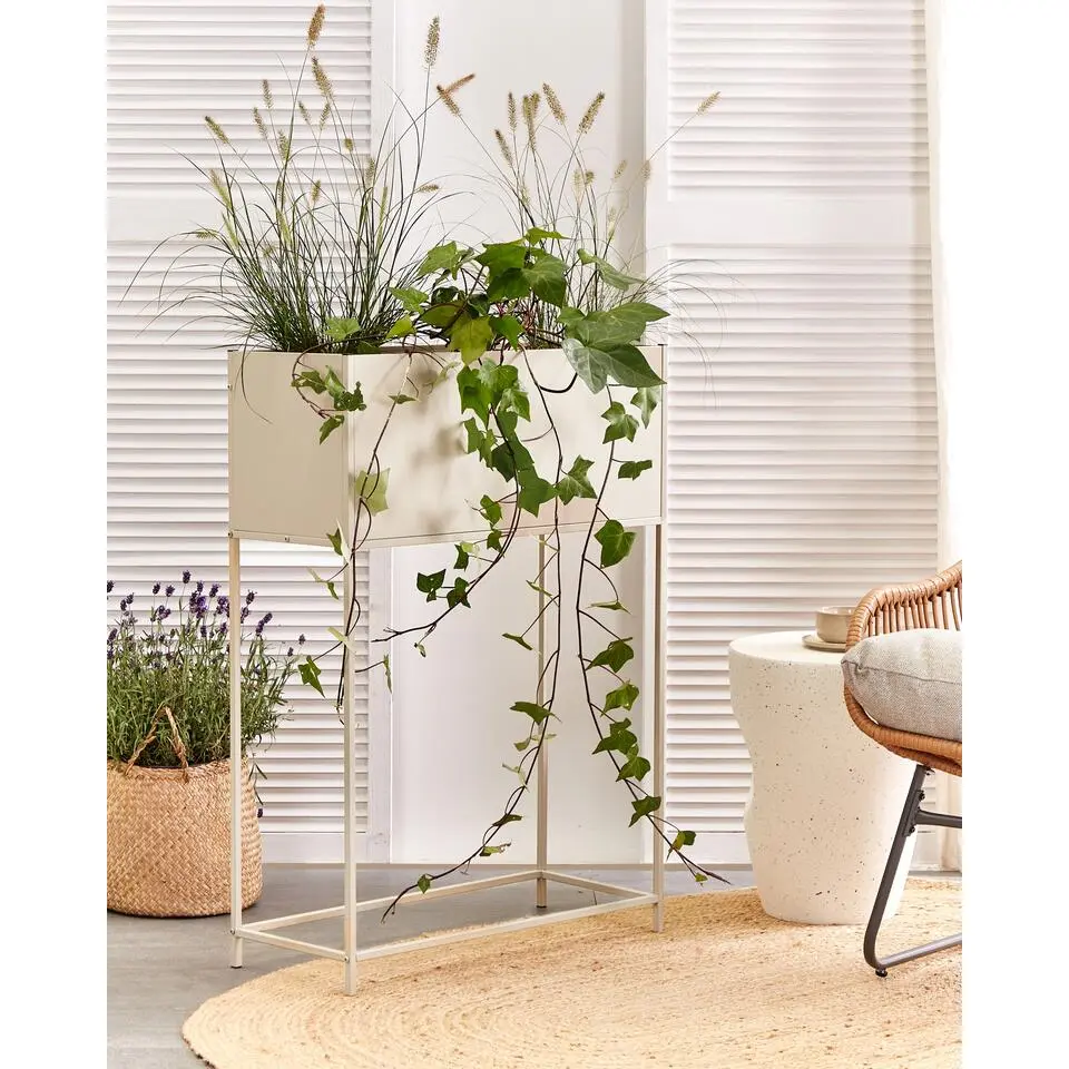 TAPIEN - Verhoogde plantenbak - Beige - 70 x 30 x 100 cm - Metaal