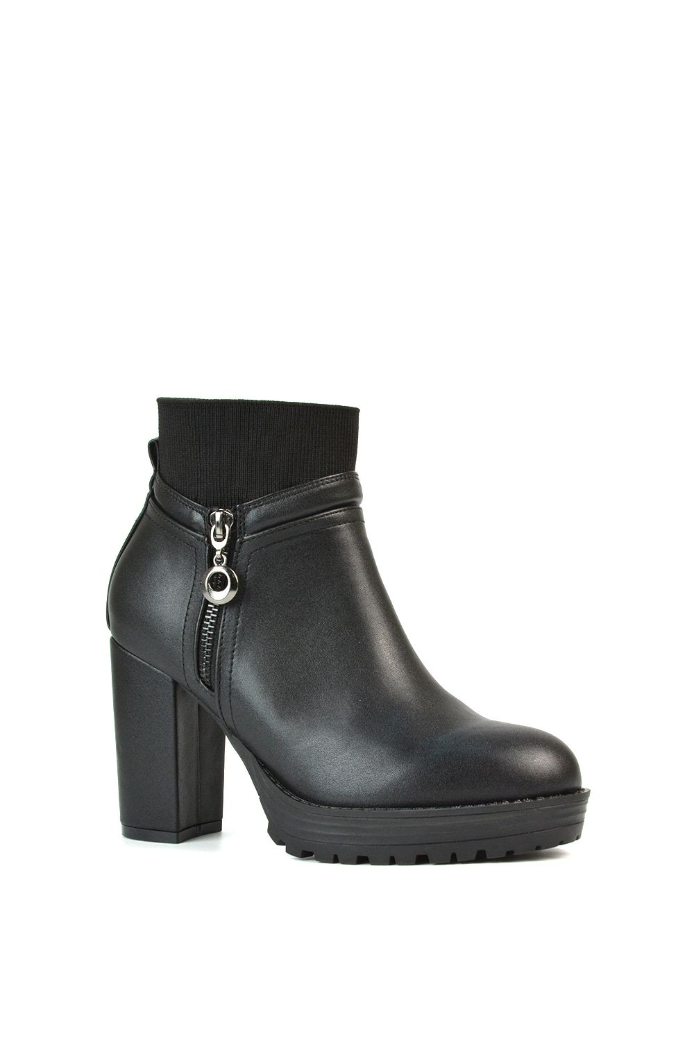 XY London Caitlin' Platform Block High Heel Zip Up Sock Ankle Boots