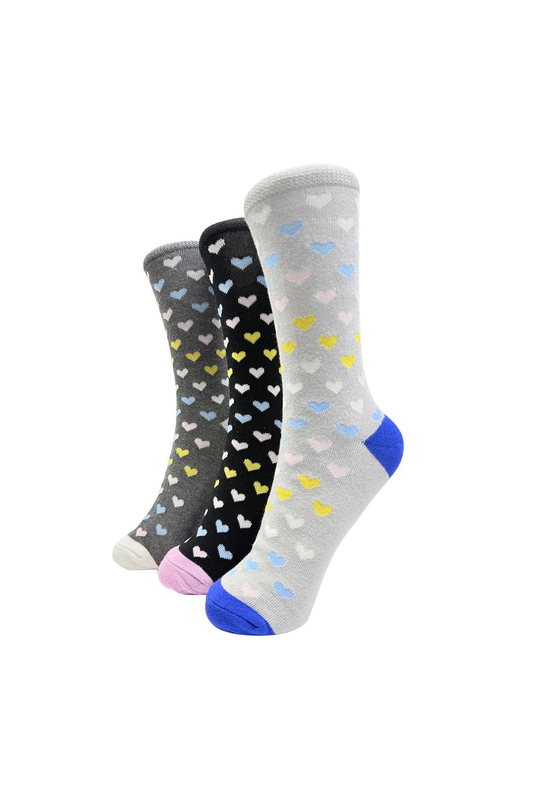 Vellin Gift Box of 3 Pairs Bamboo Socks – Colourful Hearts Print
