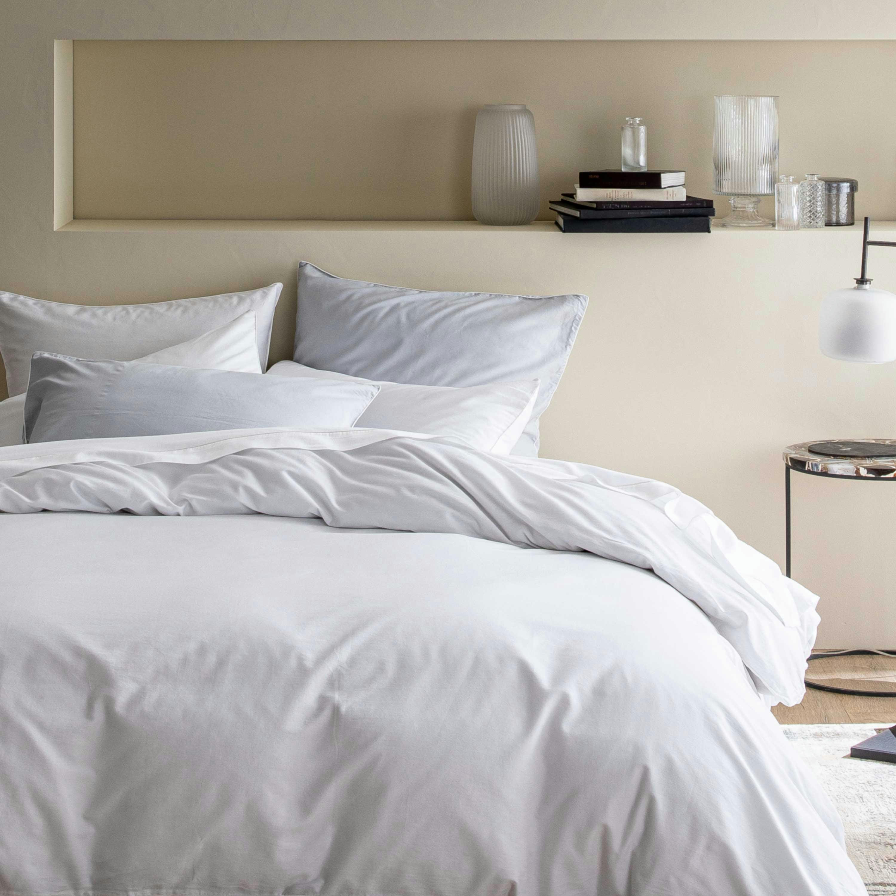 NUIT SATINÉE - Housse de couette en satin lavé  140x200cm Blanc