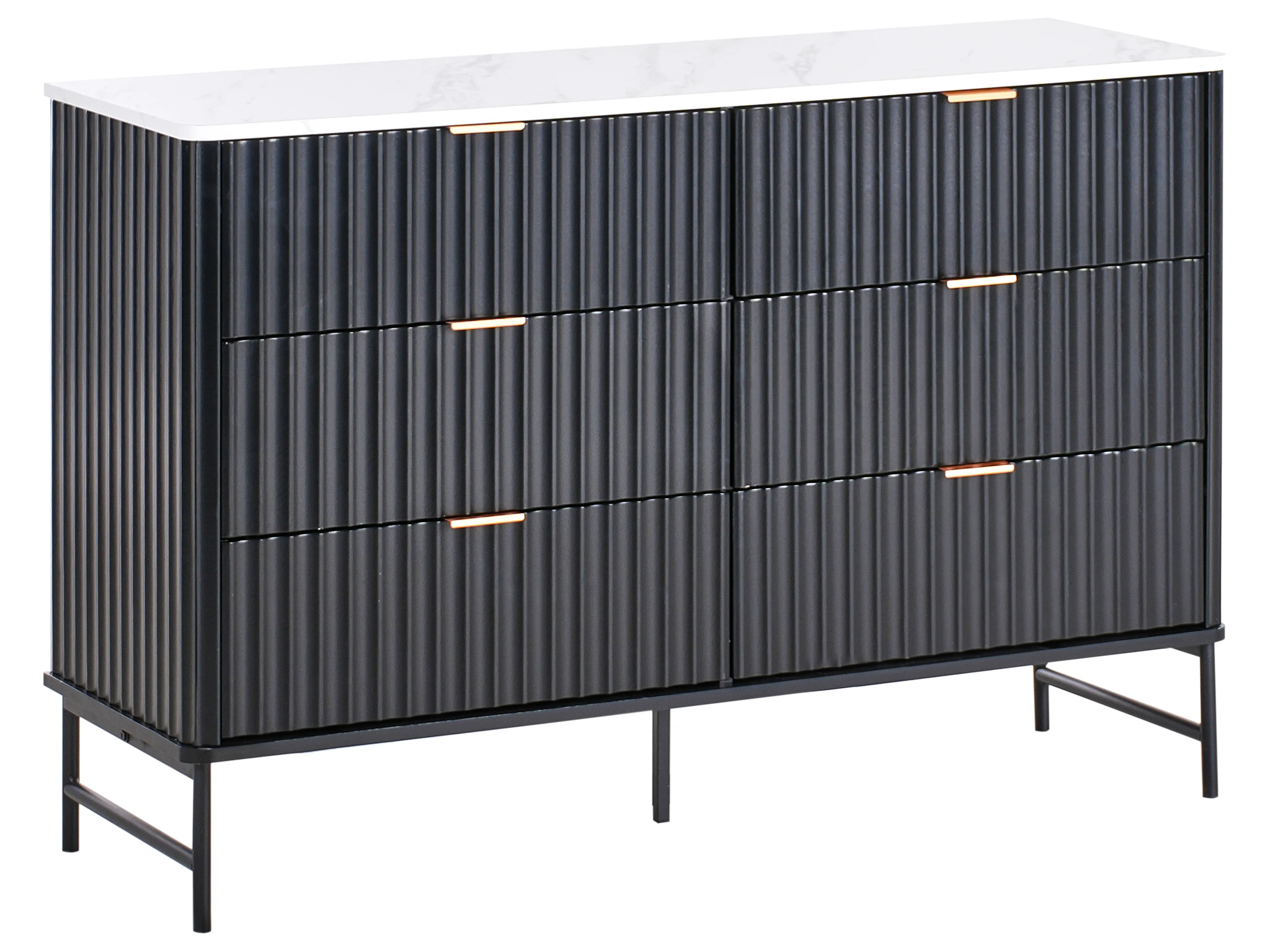 6 Drawer Chest GLASTONBURY Marble/ Black