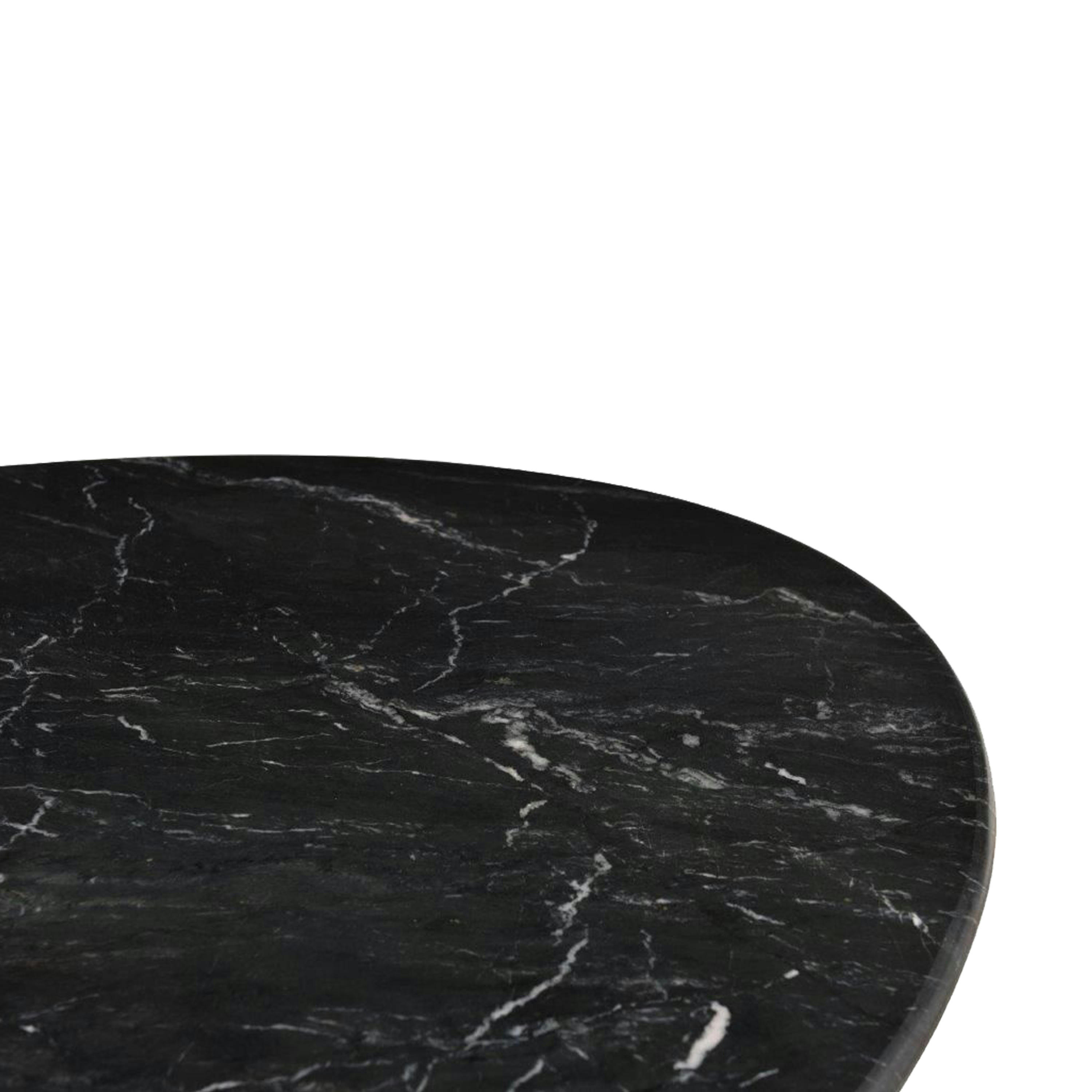 JULIA - JULIA-Set de 2 Tables basses rondes gigognes en Marbre noir et métal