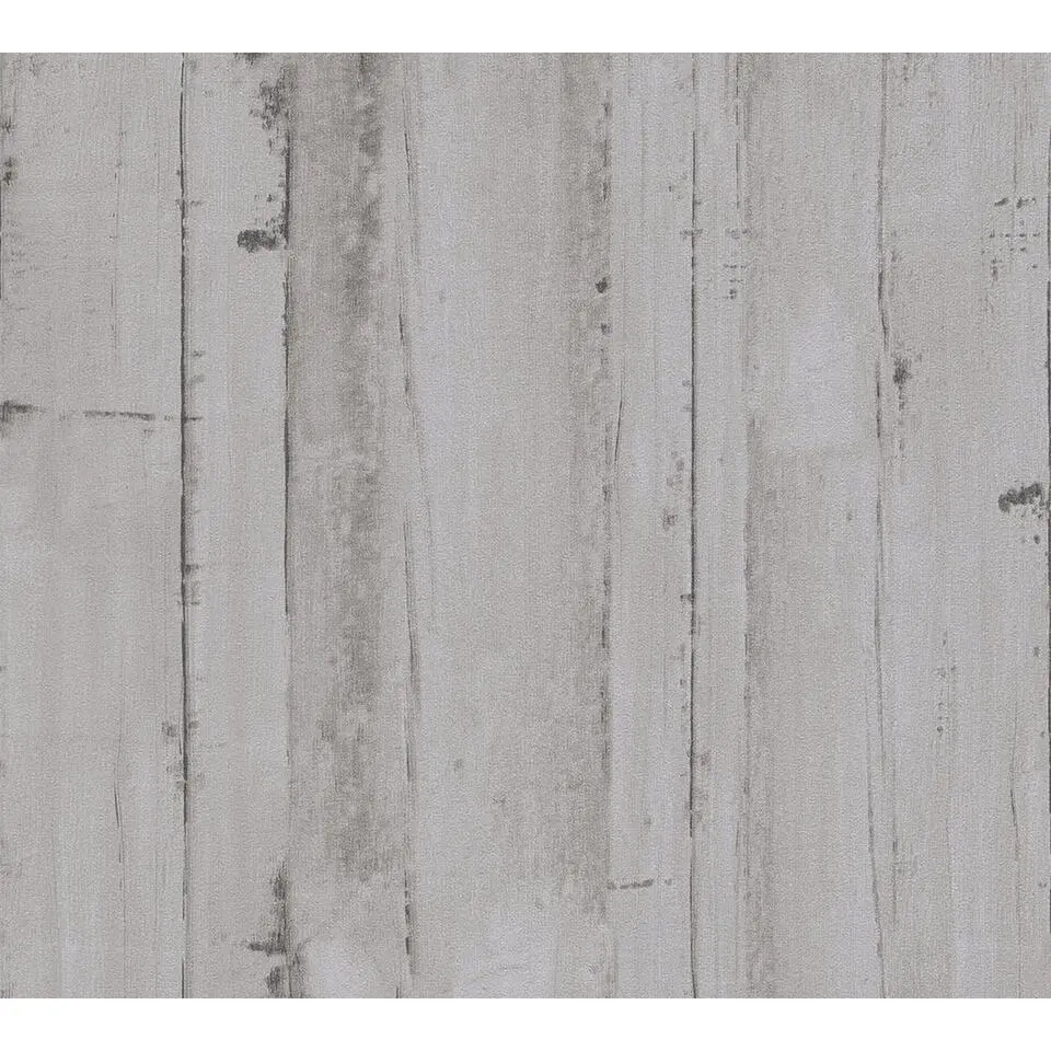 A.S. Cr&eacute;ation behang houtlook grijs - 53 cm x 10.05 m