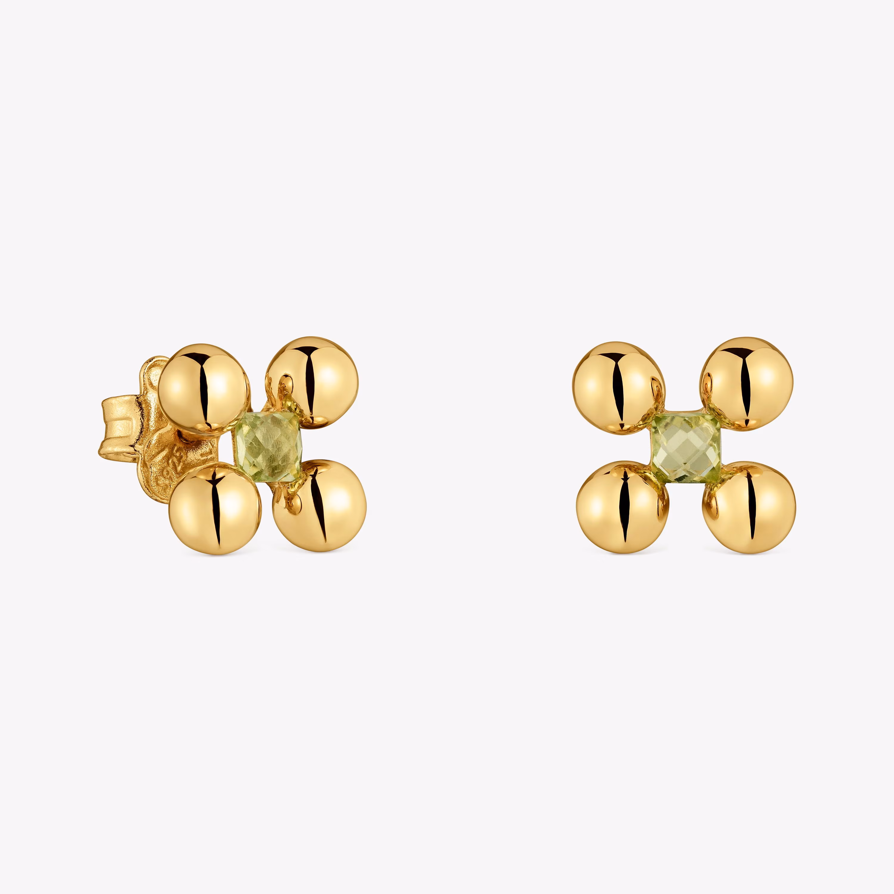 Pendientes cortos con baño de oro 18 kt sobre plata y peridoto Sugar Party