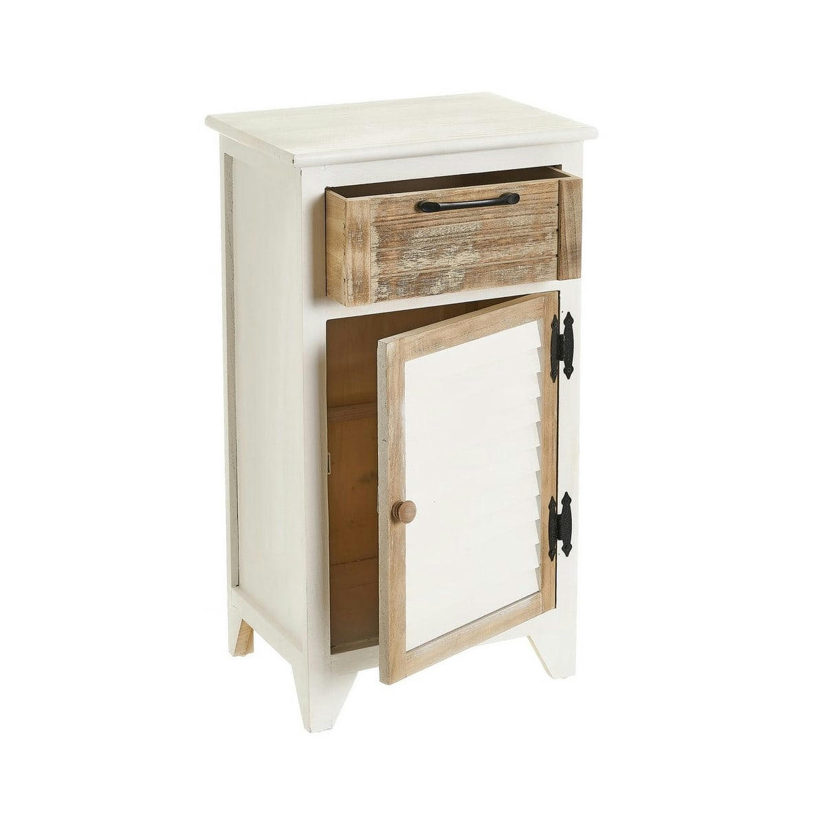 CERUSÉ - Table de chevet bois blanc et bois cérusé 40x29x74cm