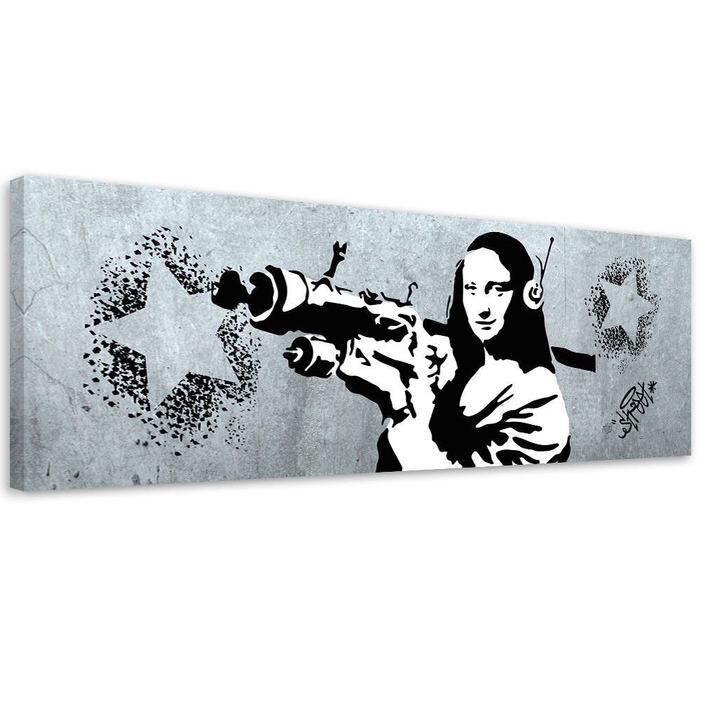 Feeby Obraz na płótnie, Banksy Mona Lisa i Bazooka 90x30