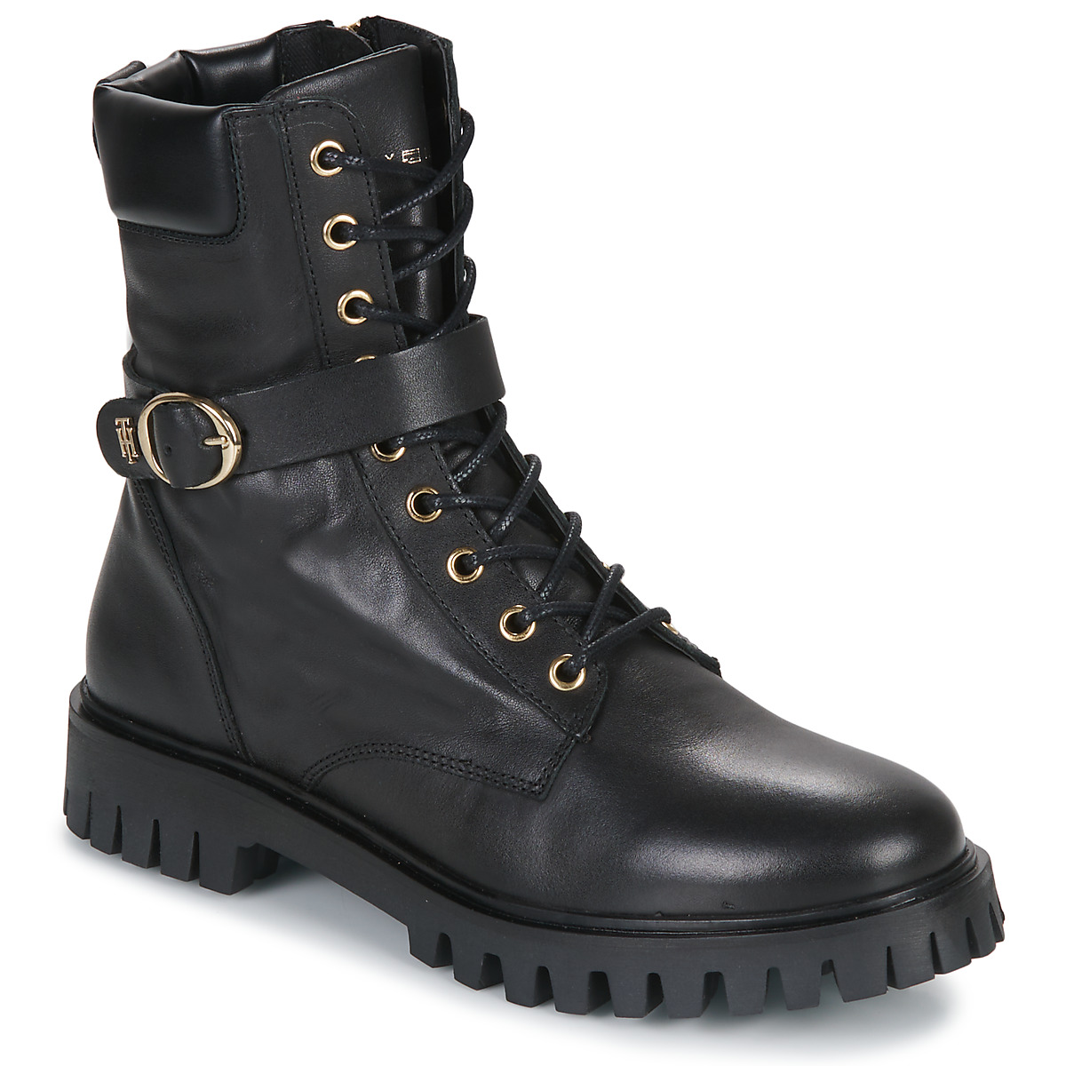 Tommy Hilfiger - Buckle Lace Up Boot - Black