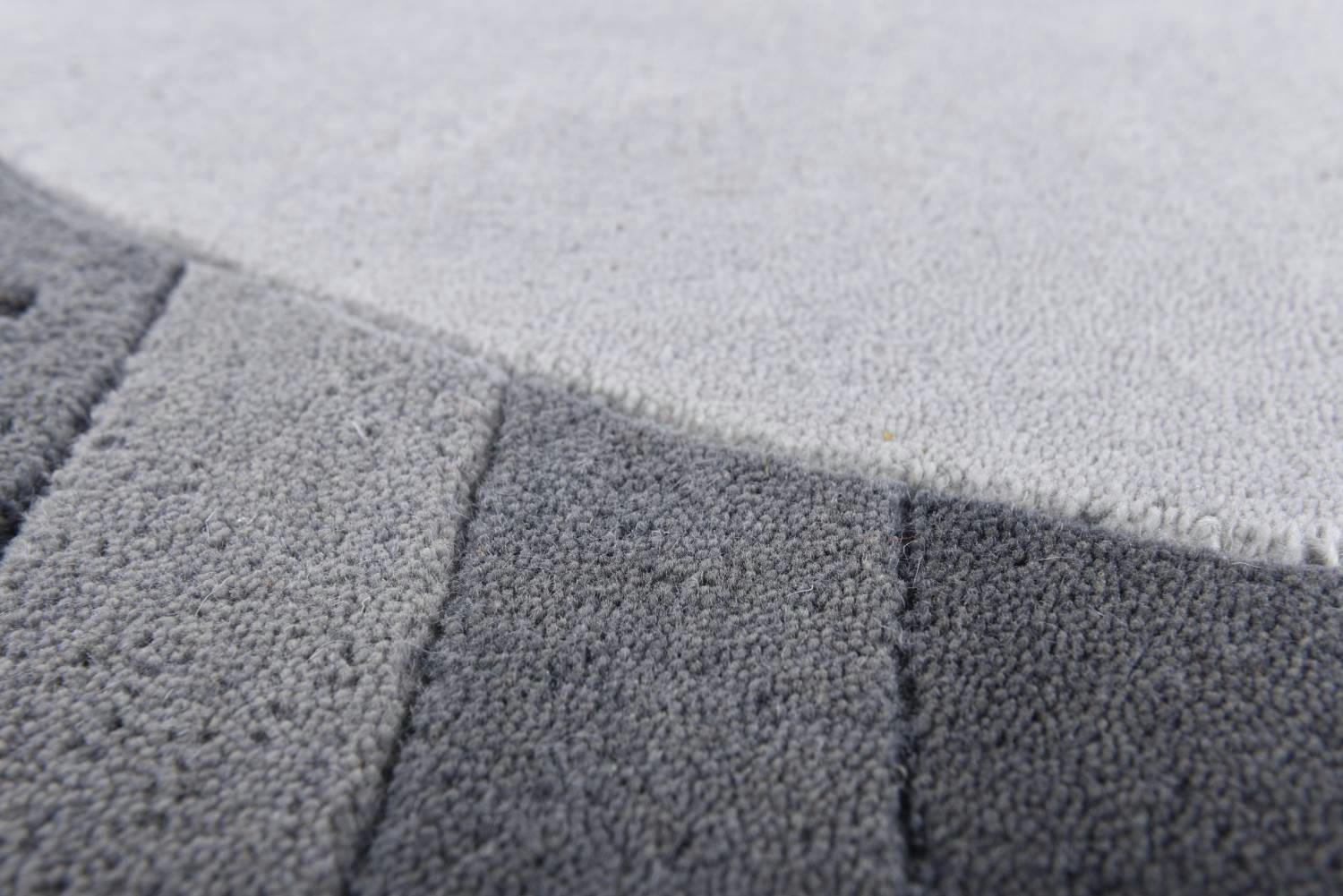 ROYAL GANGES - Tapis gabbeh floral en laine naturelle argent Diam 200 cm