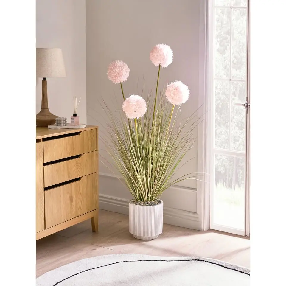 SNOWBALL BUSH - Kunstplant - Groen/Roze - 120 cm - Synthetisch