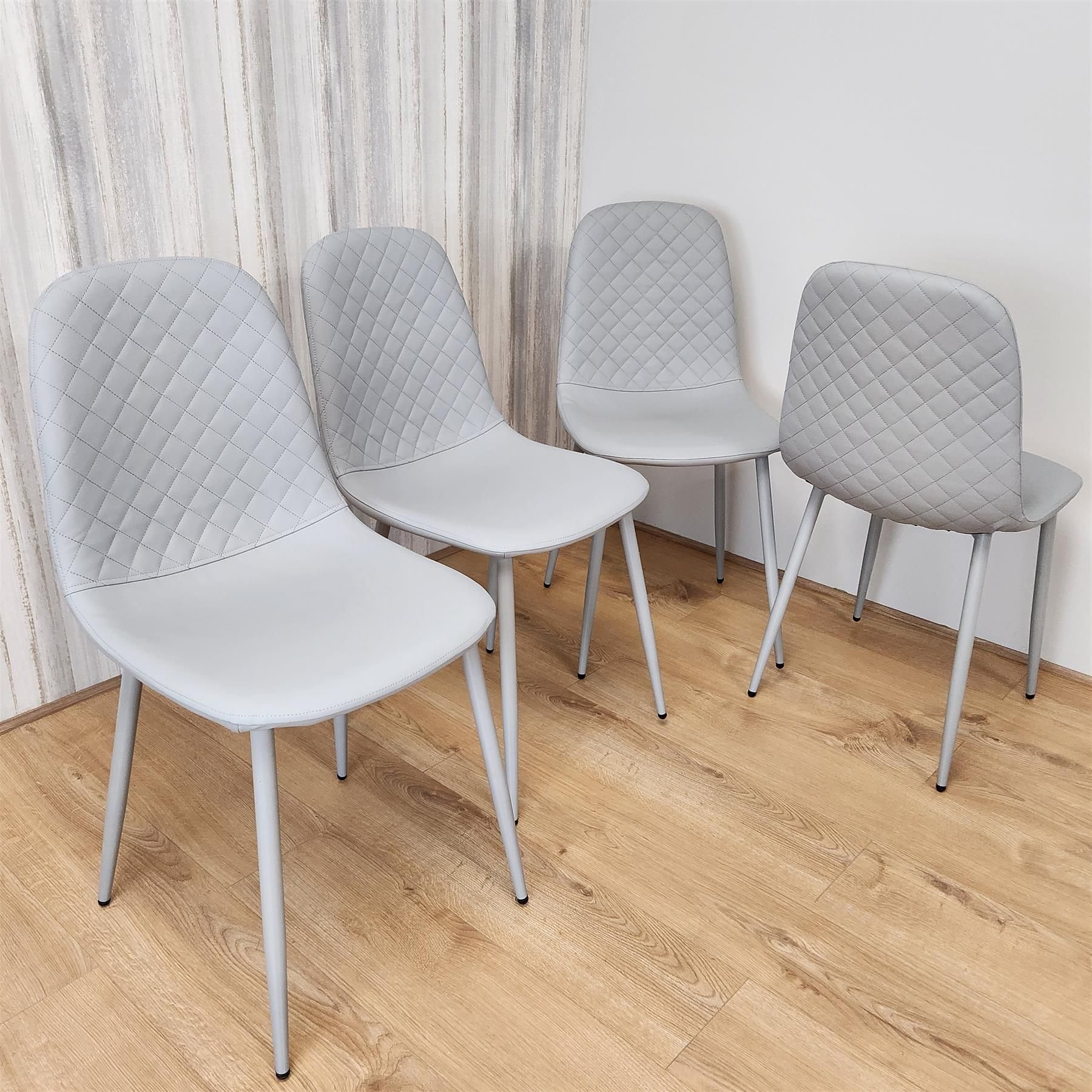 KOSY KOALA Dining Chairs Set of 4 Grey Leather Kitchen Chairs