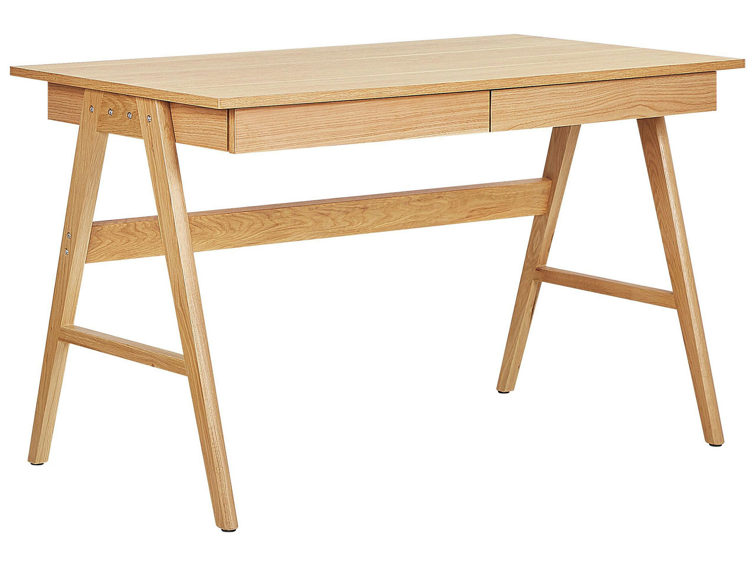 SHESLAY - Bureau 120 x 70 cm effet bois clair avec 2 tiroirs