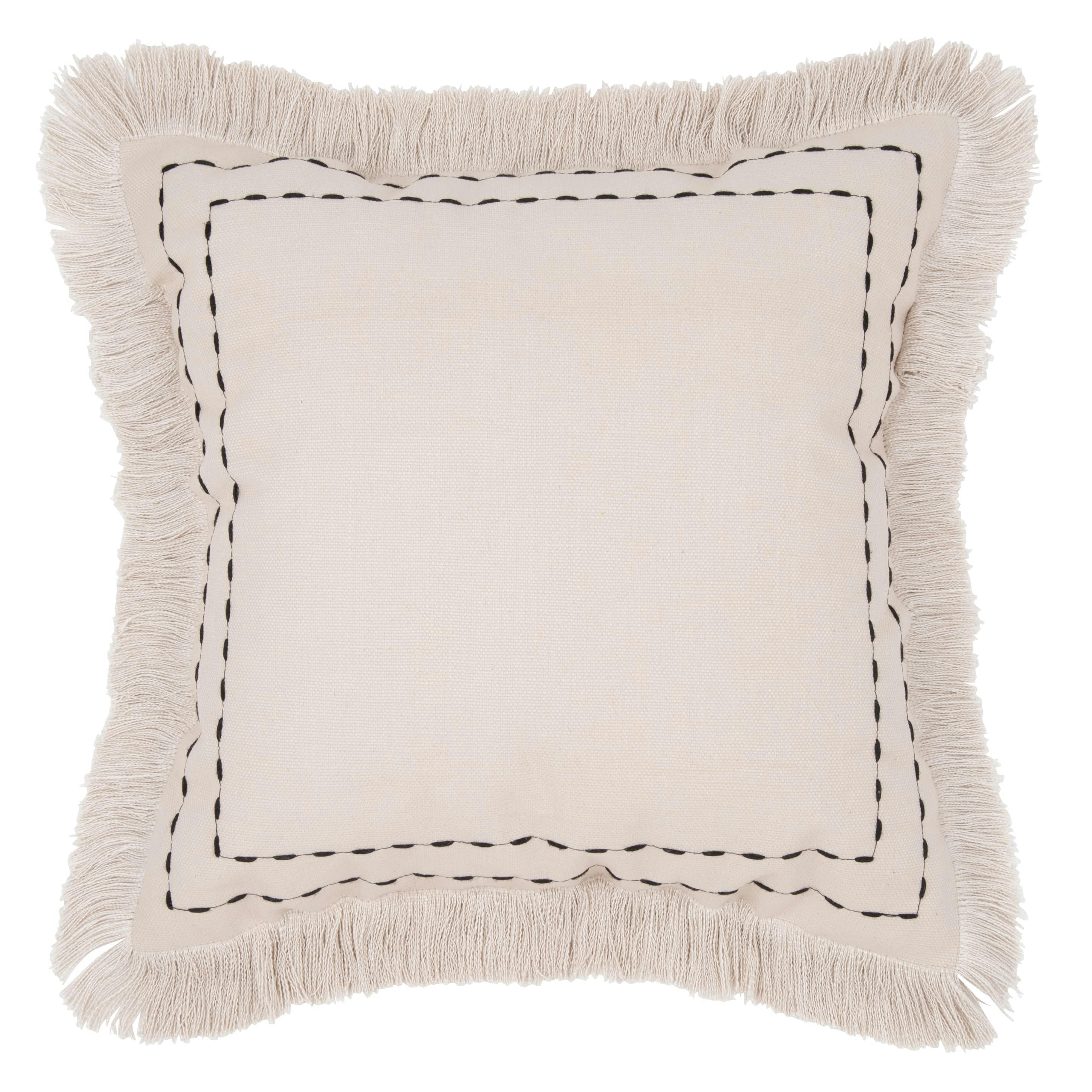 NAPAL - Housse de coussin en coton imprimé palmiers multicolores à pompons 40x40