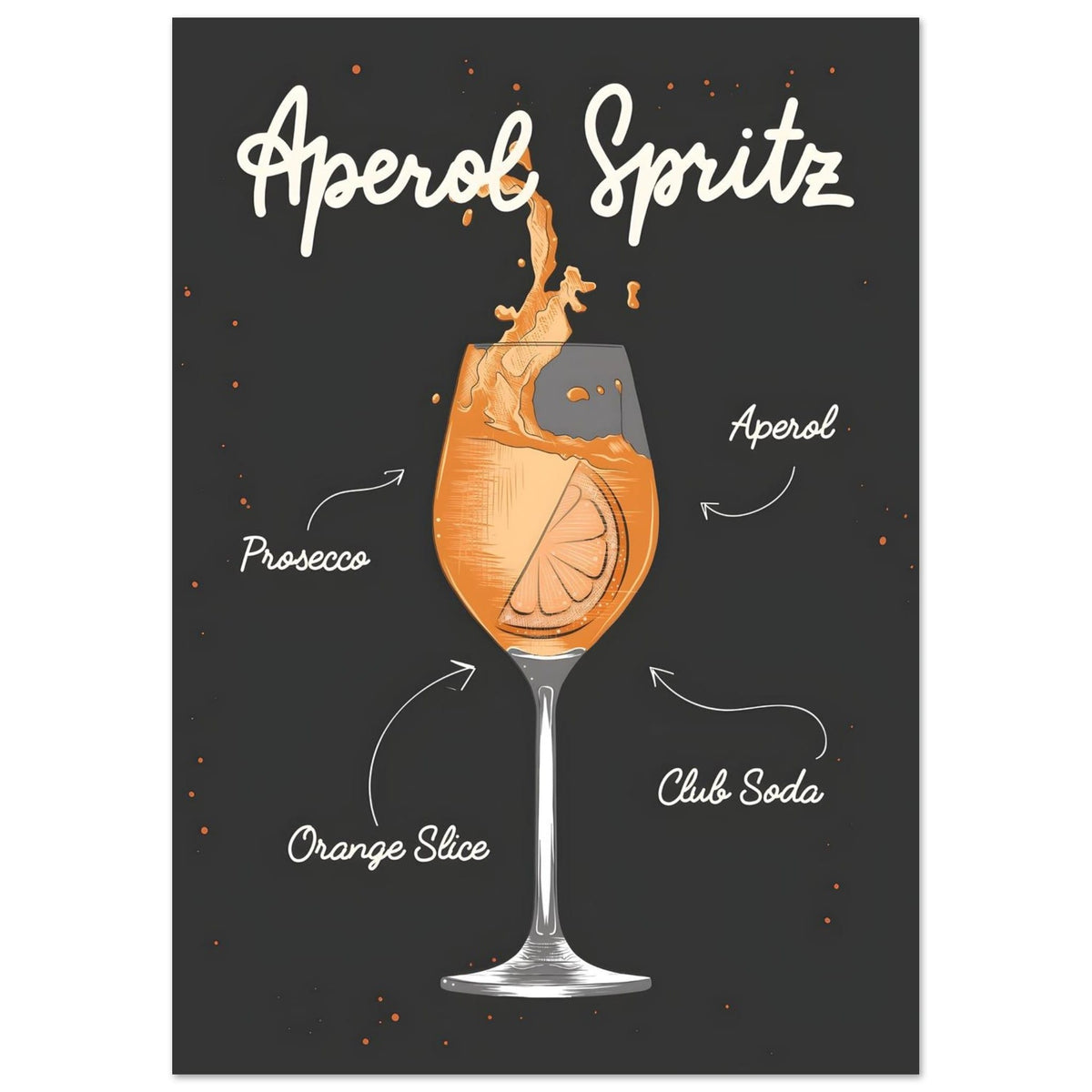 Artfulprints Aperol Spritz cocktail I – Illustratie  poster A4 21x29.7 cm