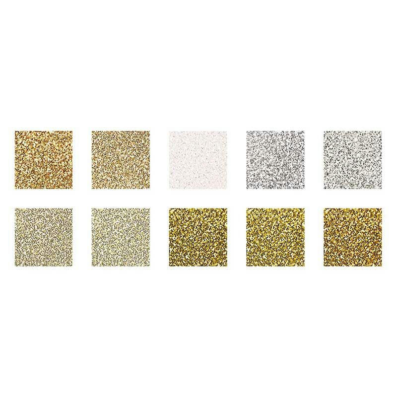 PAILLETTES - 10 feuilles de papier pailleté A4 doré et argenté