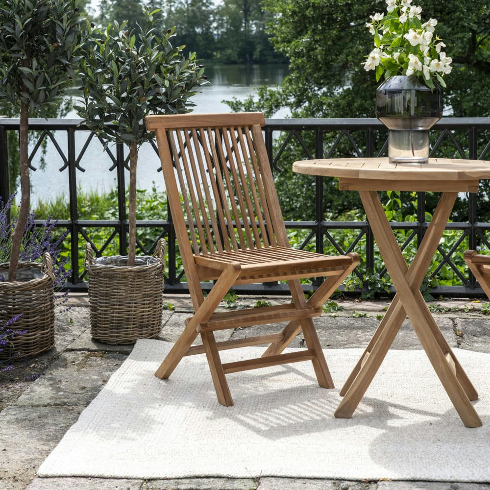 TOLEDO - Lot de 2 chaises de jardin en teck bois clair