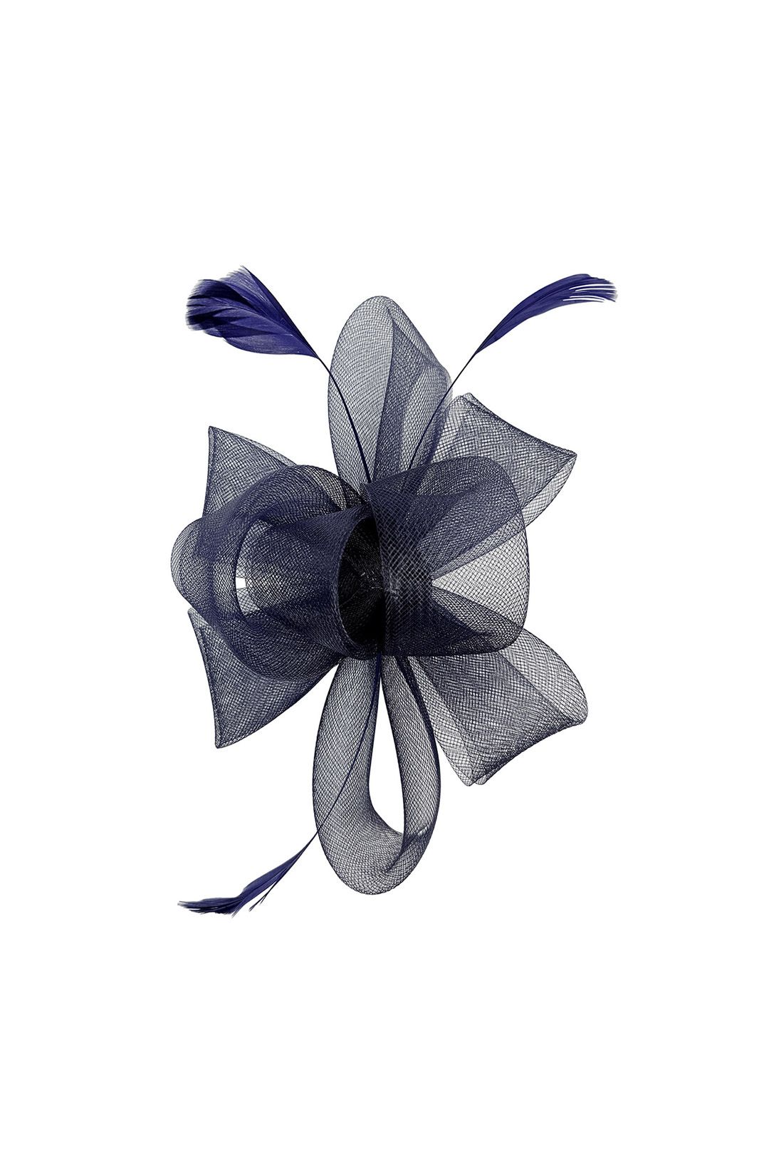Vellin Elegant Mesh Bow Fascinator with Feather Detail