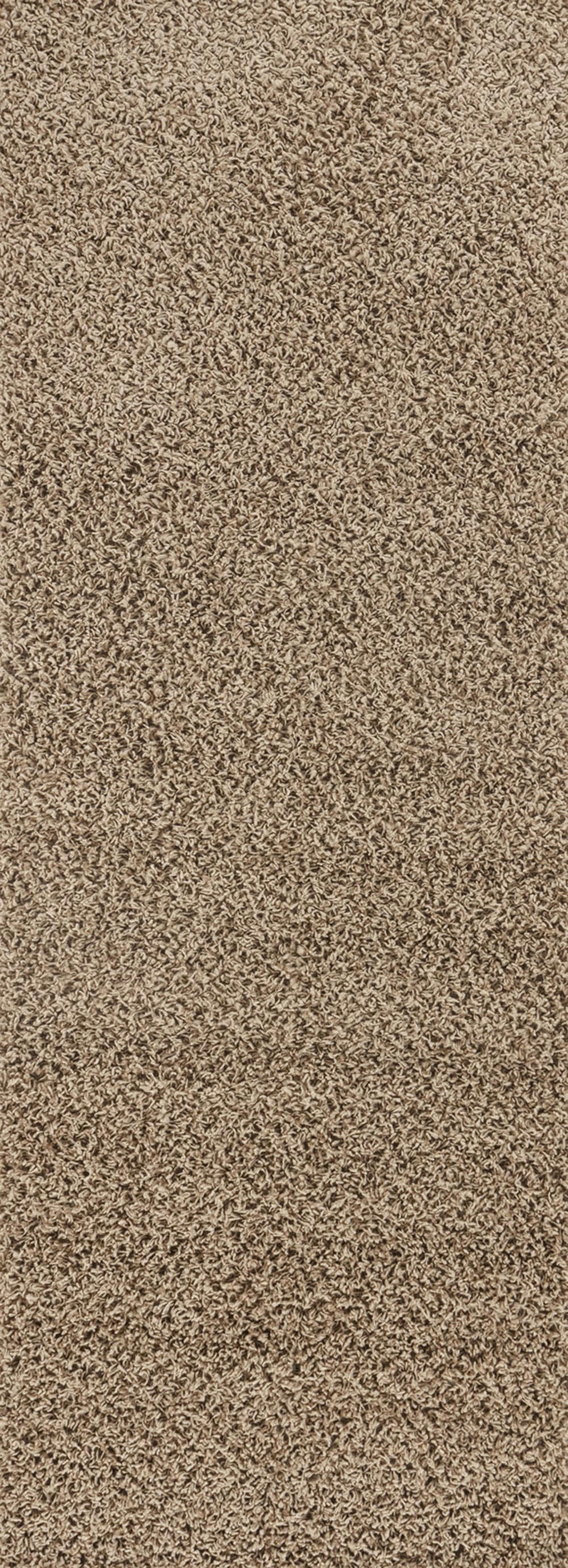 LILLY - Tapis de Couloir Shaggy Uni Chic Beige Foncé 80x220