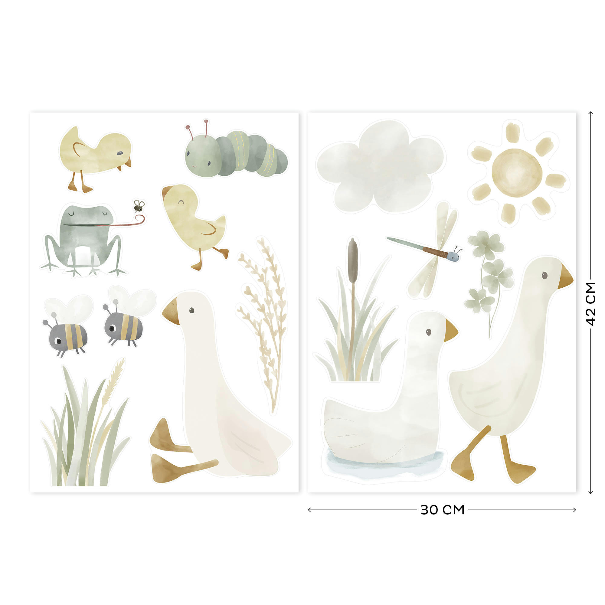 - stickers muraux little goose blanc vert 42x30cm