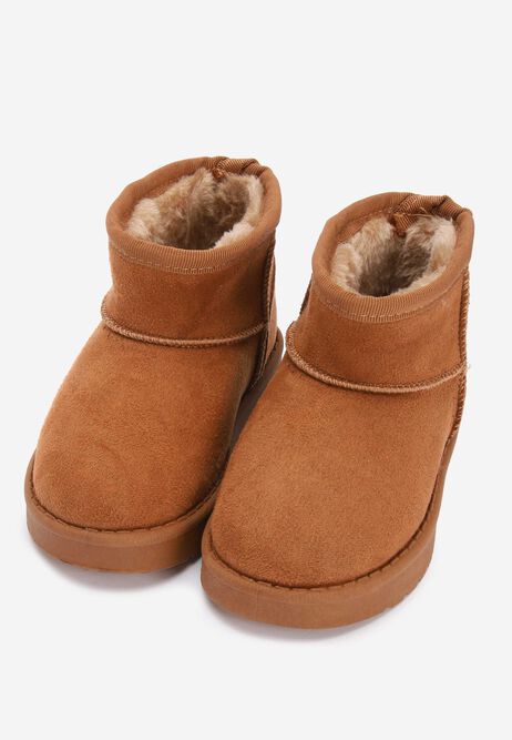 Girl Tan Fluffy Lined Faux Suede Boots