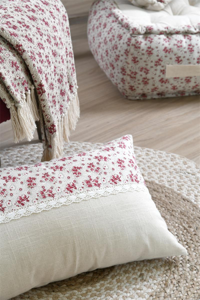 Poduszka Dekoracyjna GINNY 30x50 cm Czerwone Kwiaty do Salonu