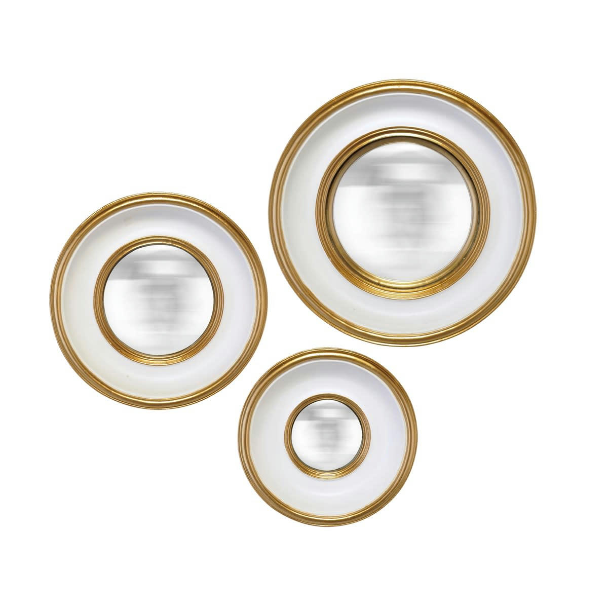 - Lot de 3 miroirs convexes dorés 16, 19 et 23cm