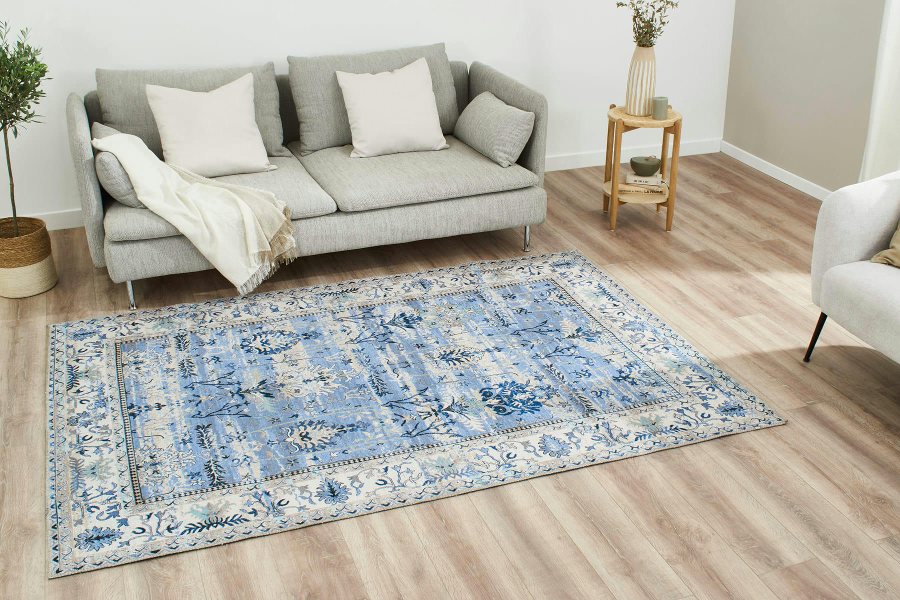 RADOM - Tapis salon classique lavable - bleu 120x170cm