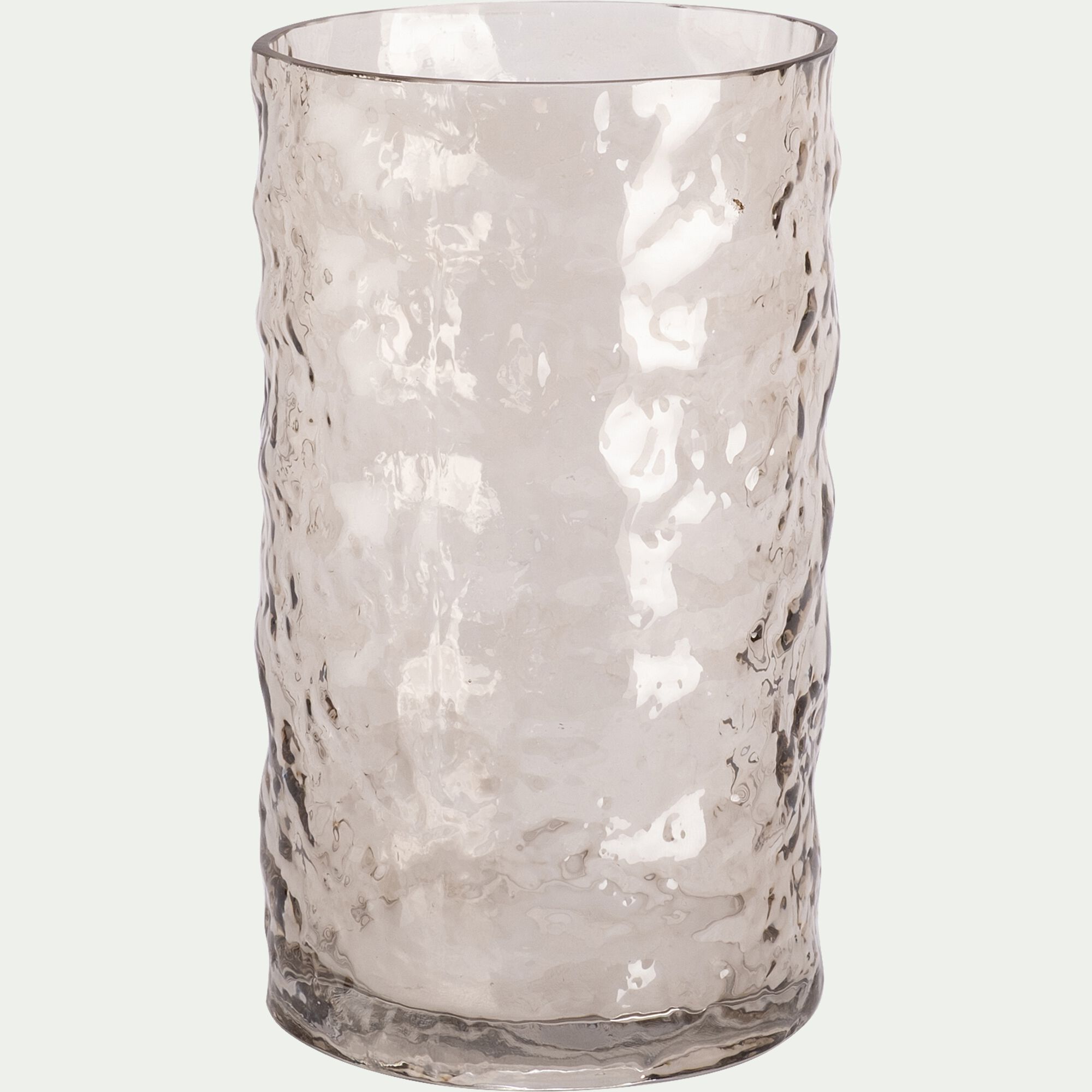 MILANIO - Photophore en verre D12xH20cm - marron