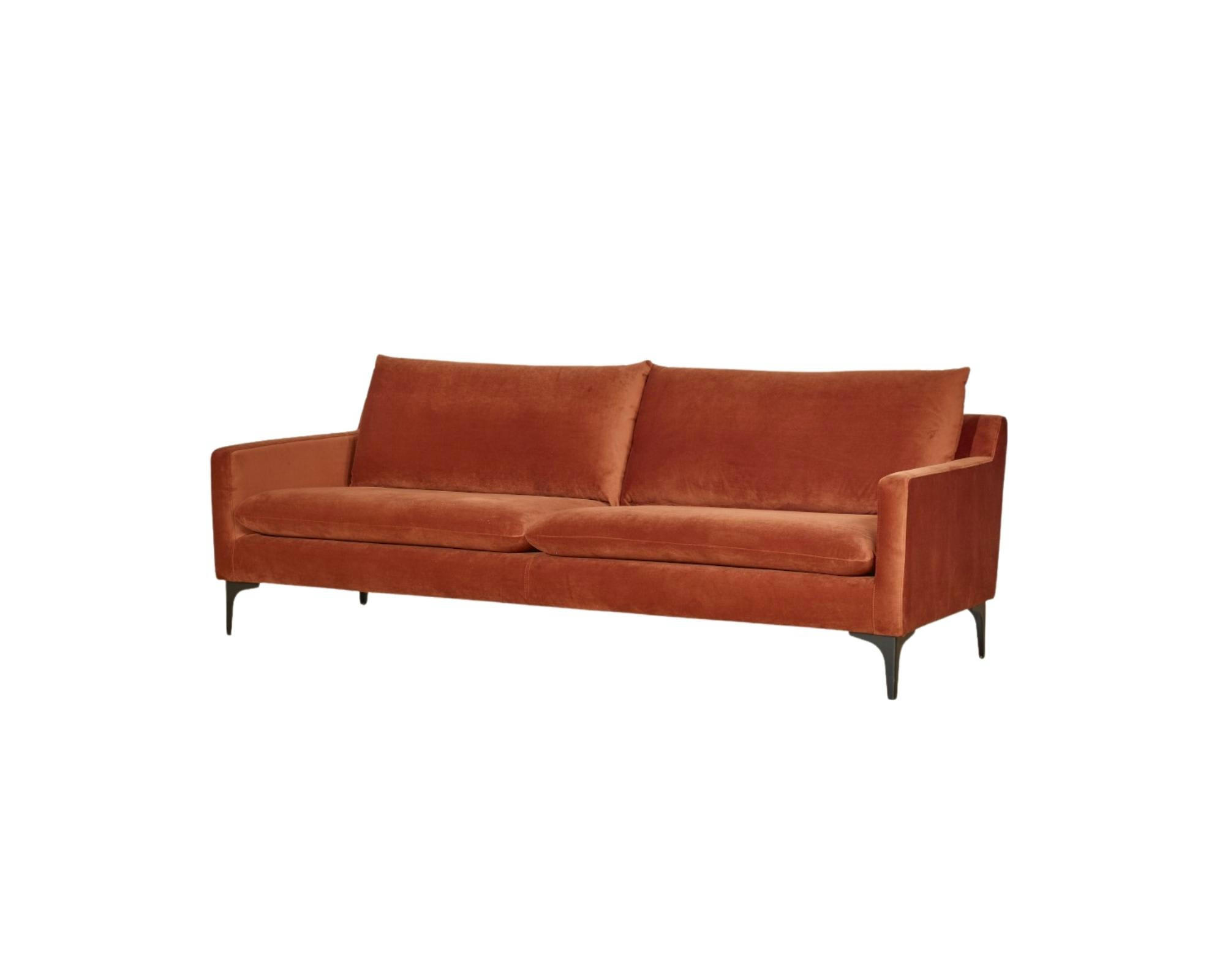 KAJA - Canapé 3 places velours ton brique