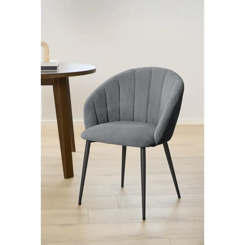 Eetkamerstoel Antraciet Stof - Zithoogte 46,5cm - Philadelphia