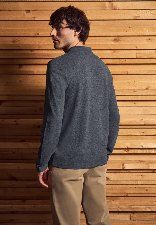 Two Tone Langarm Poloshirt