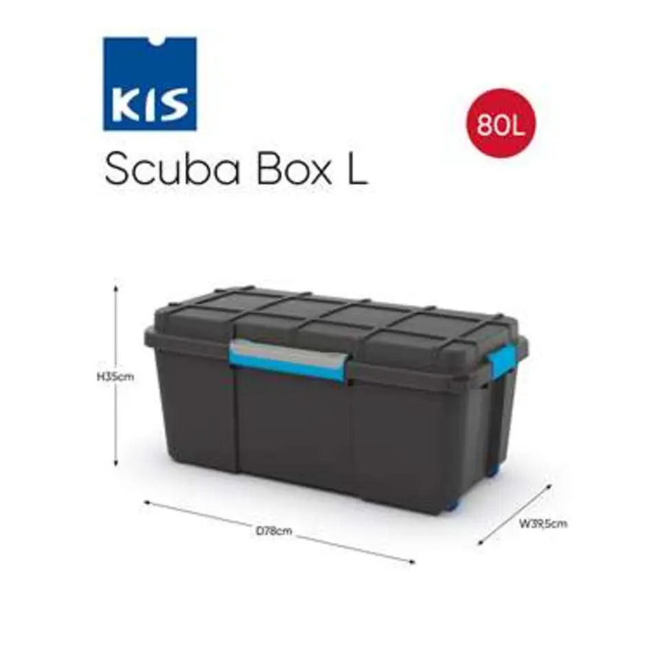 KIS Scuba Opbergbox L - 80L - zwart/blauwe clips