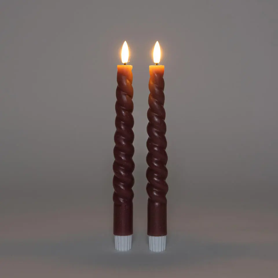 Anna Collection LED swirl dinerkaarsen - 2x st - antiek roze - 23 cm