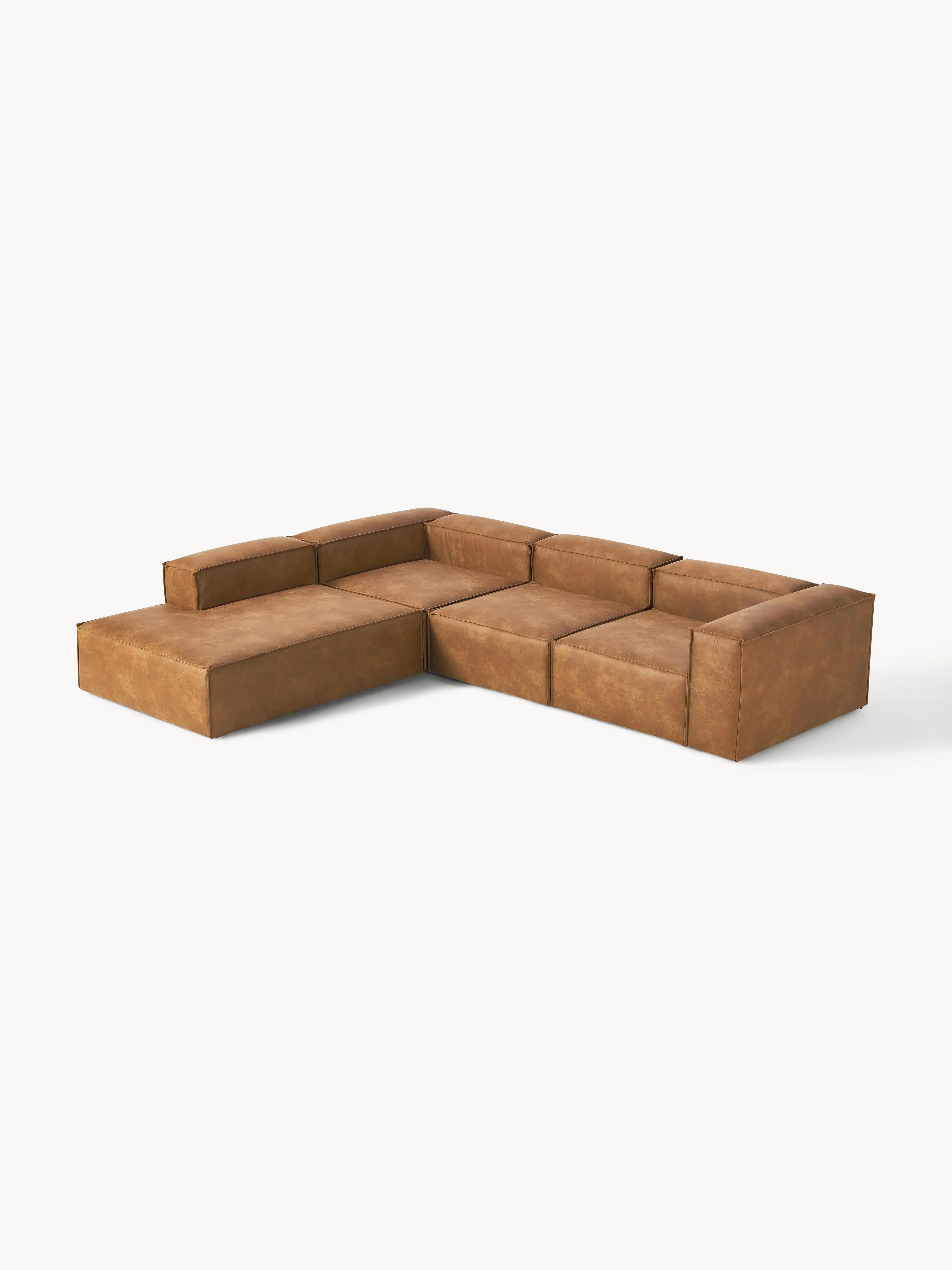 Modulares XL-Ecksofa Lennon (4-Sitzer) aus recyceltem Leder