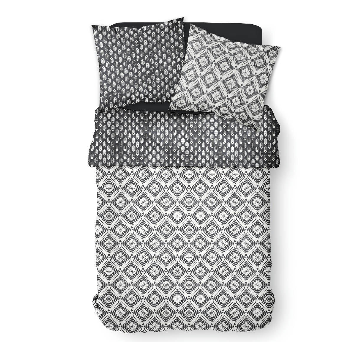 SUNSHINE - Parure de lit 2 personnes imprimé en Coton Blanc 220x240 cm