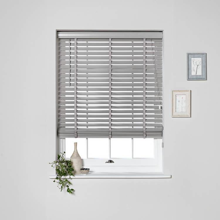 Habitat Wooden Grey 50mm Slat Venetian Tape Blind - 60cm