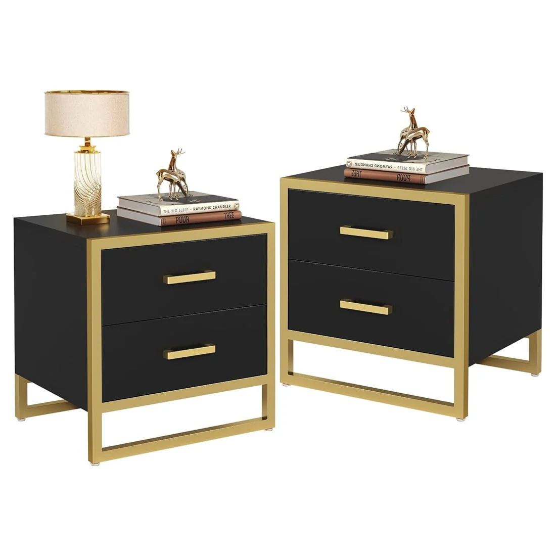 Moasis 2-Drawer Nightstands Set of 2, Bedside Table for Bedroom