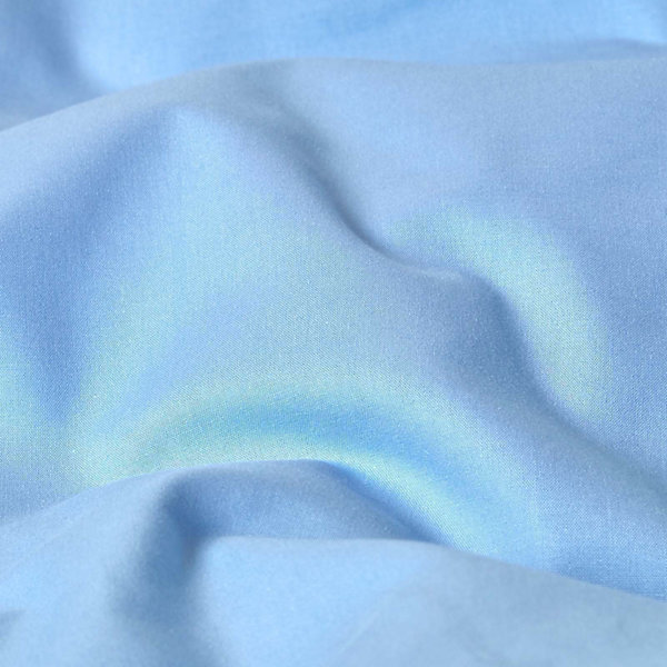Drap plat uni 100 % coton égyptien 200 fils bleu, 270x300 cm - HOMESCAPES