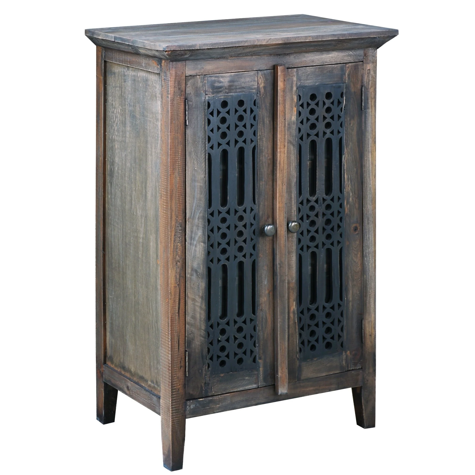 2-Doors Distressed Raftwood Accent Cabinet - 42 - Brown and Black